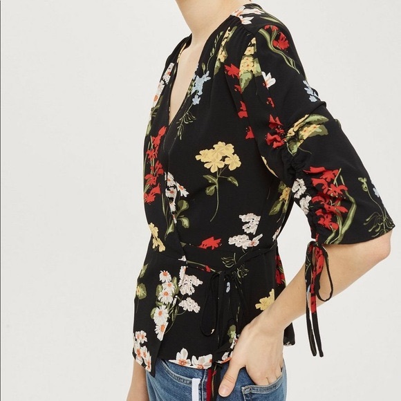 Topshop Tops - Topshop Floral Wrap Blouse